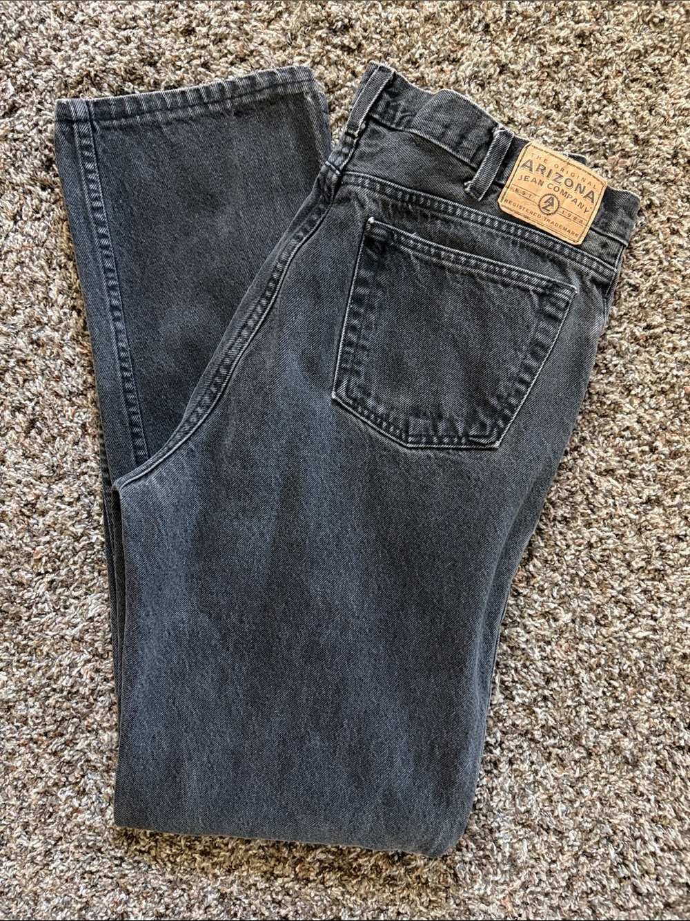 Arizona Jean Company Charcoal Black Straight Jeans, Size 38 Relaxed, 100% Cotton